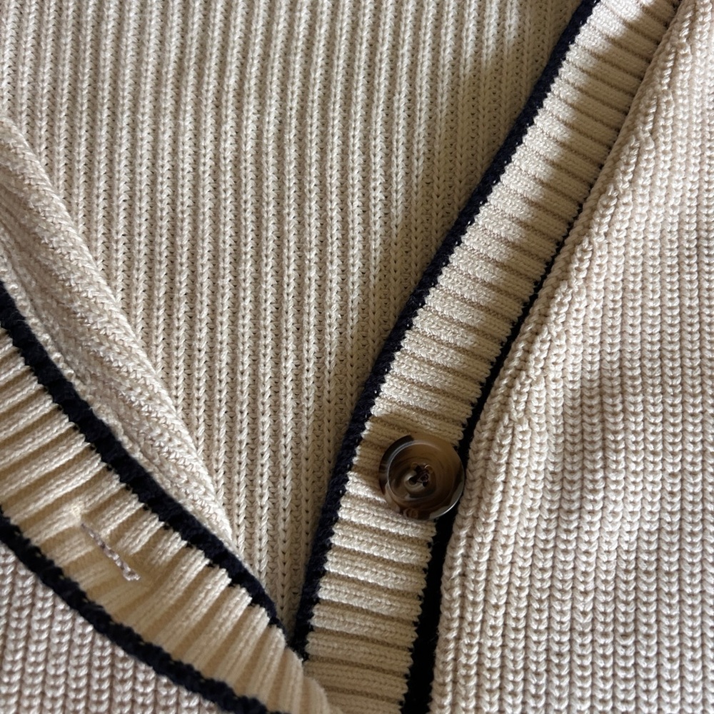 Old Navy Cream Cardigan with Black Trim - Picture 4 of 7